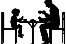 Family Silhouettes 9 - Father Son Eating Together