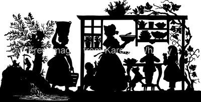 Family Silhouettes 1 - Dinner Time in the Country