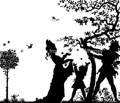 Family Silhouettes 12 - Family Picking Apples