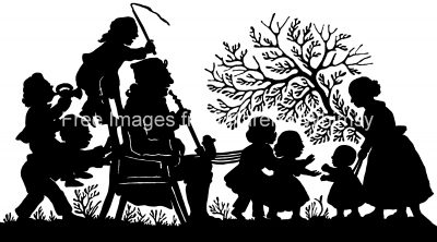 Family Silhouettes 3 - Playing Outside with Grandpa
