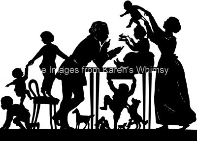 Family Silhouettes 4 - Father Surrounded by Children