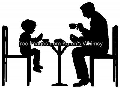 Family Silhouettes 9 - Father Son Eating Together
