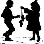 Silhouette of Children 1 - Sharing Some Mittens