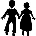 Silhouette of Children 10 - Boy and Girl Walking