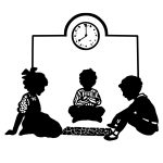Silhouette of Children 17 - Working on a Puzzle