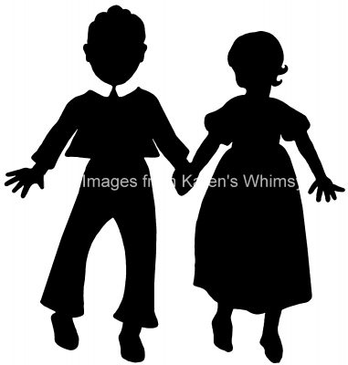 Silhouette of Children 10 - Boy and Girl Walking