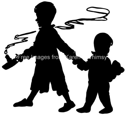 Silhouette of Children 11 - Boys Holding Candle
