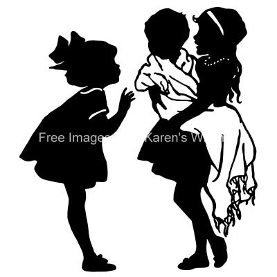 Silhouette of Children 15 - Taking Care of Baby