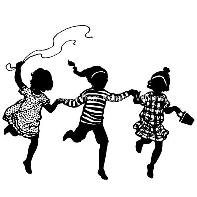 Silhouette of Children 16 - Running Together