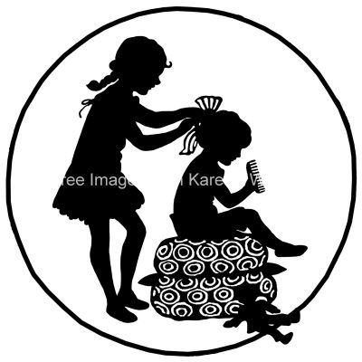 Silhouette of Children 20 - Fixing a Bow