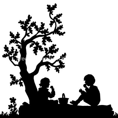 Silhouette of Children 21 - Picnic under a Tree