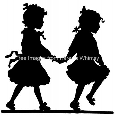 Silhouette of Children 4 - Friends Together