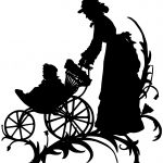 Mother and Child Silhouette 6 - Woman Pushes Baby Buggy