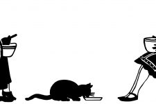 Children Silhouette 10 - Eating Supper with the Cat