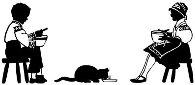 Children Silhouette 10 - Eating Supper with the Cat