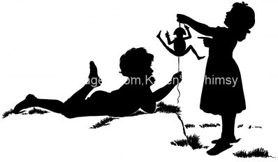 Children Silhouette 7 - Playing with a Puppet