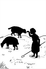 Girl Silhouette Images 13 - Girl with her Lambs
