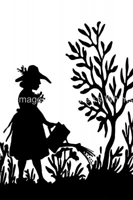Girl Silhouette Images 14 - Watering the Garden