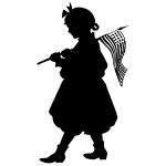 Girl Silhouette 12 - Carrying a Flag