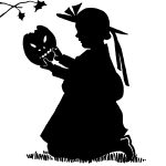 Girl Silhouette 17 - Holding a Scary Mask