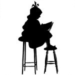 Girl Silhouette 19 - Reading on a Stool