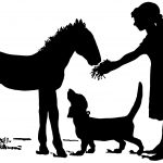 Girl Silhouette 2 - Girl with Horse and Dog