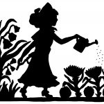 Girl Silhouette 8 - Girl Watering Flowers