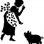 Girl Silhouette 9 - Girl Feeding a Pig
