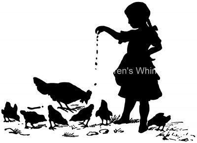 Girl Silhouette 1 - Girl Feeding Chickens