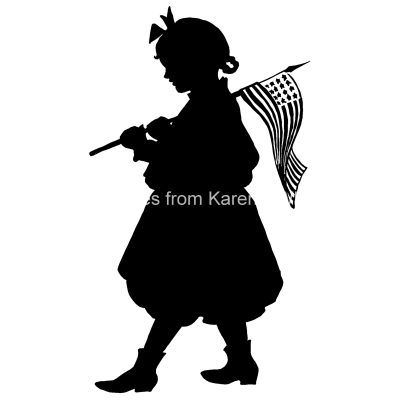Girl Silhouette 12 - Carrying a Flag