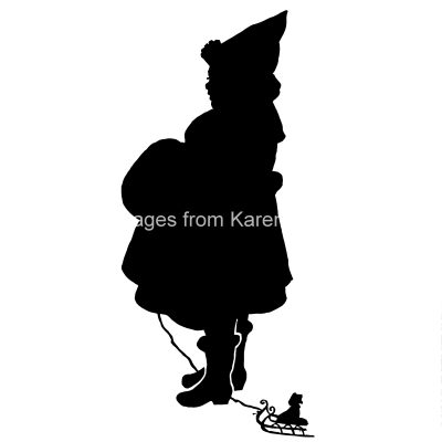 Girl Silhouette 20 - Girl with Muff and Toy