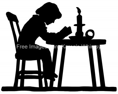 Child Silhouette 1 - Studying by Candlelight