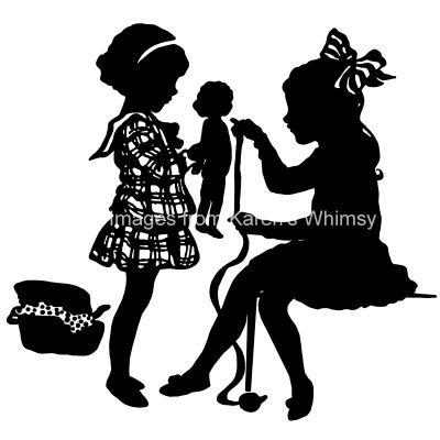 Child Silhouette 16 - Girls Playing with Doll