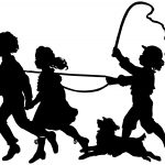 Child Silhouette Art 10 - Children and Dog Playing