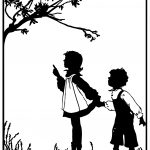 Child Silhouette Art 7 - Two at a Birds Nest
