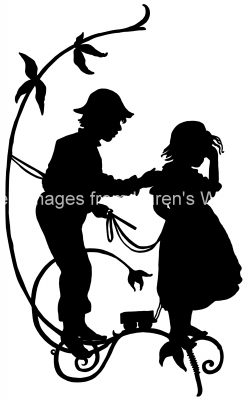 Child Silhouette Art 4 - Boy Comforts a Girl