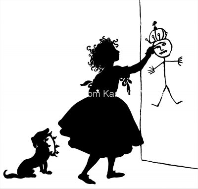Child Silhouette Art 9 - Girl Drawing with a Dog