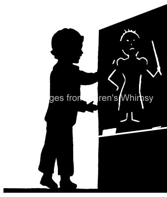 Boy Silhouette 2 - Drawing on a Chalkboard