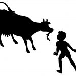 Silhouettes of Boys 4 - Boy Talking to a Cow