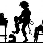 Silhouettes of Boys 8 - Boy Putting on Boots