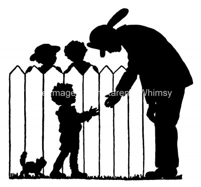 Silhouettes of Boys 15 - Fireman with Children