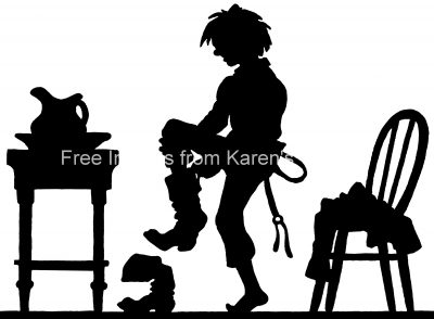 Silhouettes of Boys 8 - Boy Putting on Boots