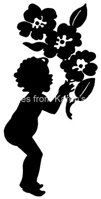 Kid Silhouette 3 - Child Smelling Flowers