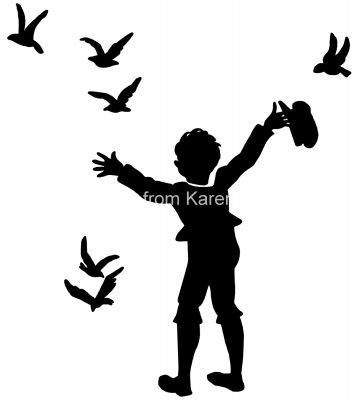 Kid Silhouette 5 - Waving at Birds