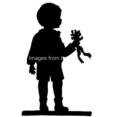 Kid Silhouette 7 - Child Holding Flowers