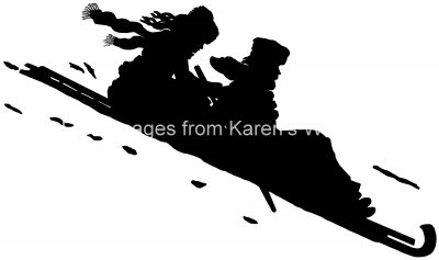 People Silhouette 12 - Sledding Down a Hill