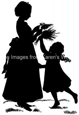Mother Silhouettes 5 - Collecting Flowers
