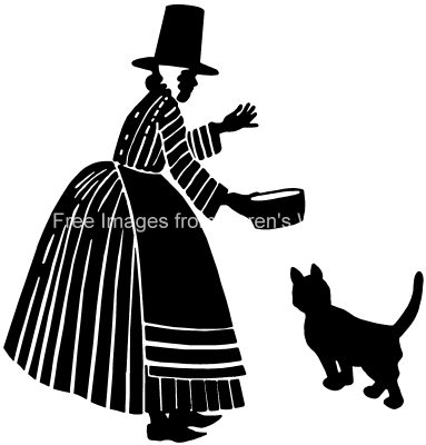 Female Silhouette Images 1 - Woman Feeding a Cat