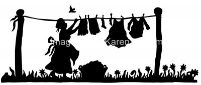 Female Silhouette Images 8 - Drying Clothes Outside