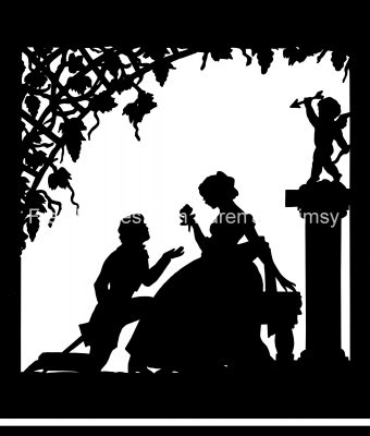 Man and Woman Silhouette 7 - Man Giving Woman Rose